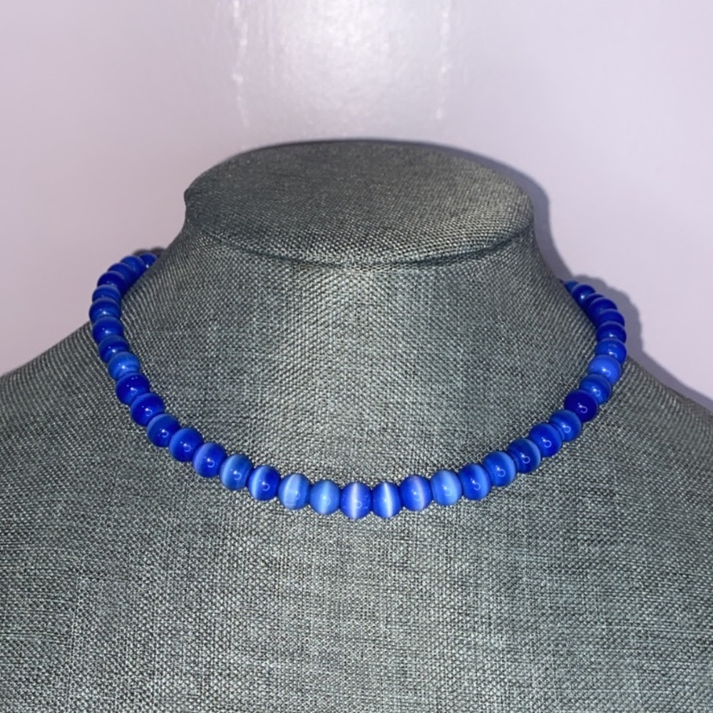 Deep Royal Blue Cat’s Eye Choker